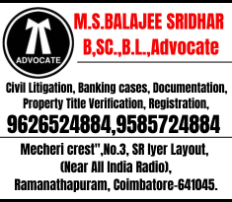 MS Balajee Sridhar B.sc.,BL.,Advocate 